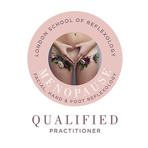 Qualified practitioner in reflexology for menopause logo